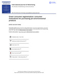 Green consumer segmentation: consumer motivations for purchasing pro-environmental products